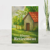 Happy Retirement Card | Peaceful Cottage Landscape カード (正面)