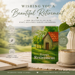 Happy Retirement Card | Peaceful Cottage Landscape カード