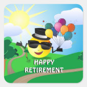 Happy Retirement, colorful fun design, スクエアシール (正面)