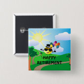 Happy Retirement, colorful fun design, 缶バッジ (正面&裏面)
