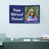 Happy Retirement Dark Blue Photo Retirementパーティー 横断幕 (トレードショー)
