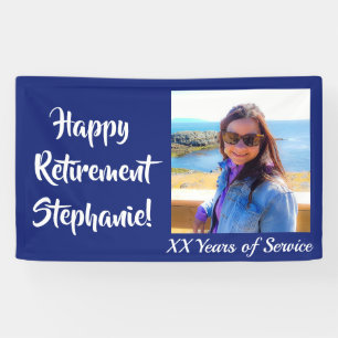 Happy Retirement Navy Blue Photo Retirementパーティー 横断幕