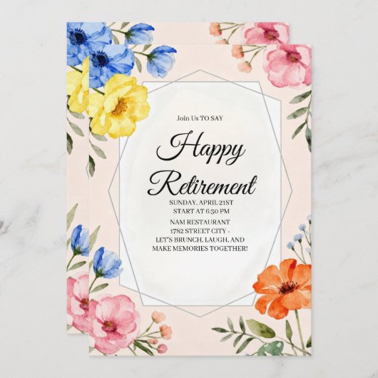 Happy Retirement Party Invitation  招待状 (正面/裏面)