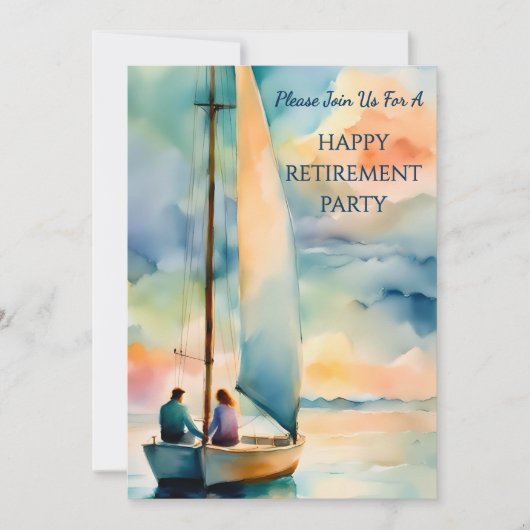 Happy Retirement Party Sailing Theme 招待状 (正面)