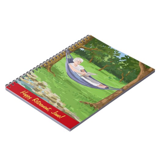 Happy Retirement Personalization (Lady in Hammock) ノートブック (左側)