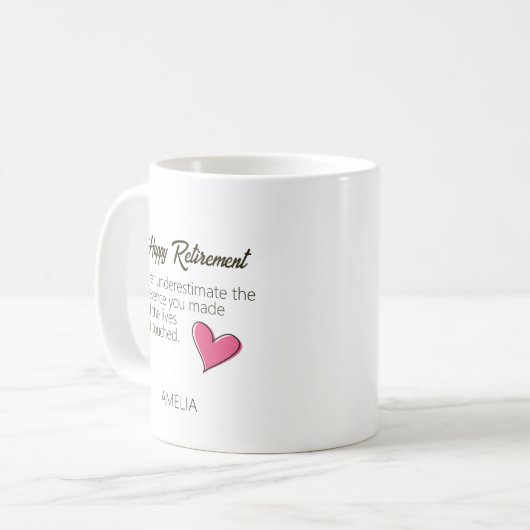 Happy Retirement Personalized Name Gift コーヒーマグカップ (正面左)