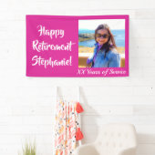 Happy Retirement Pink Photo Retirementパーティー 横断幕 (インサイチュ)