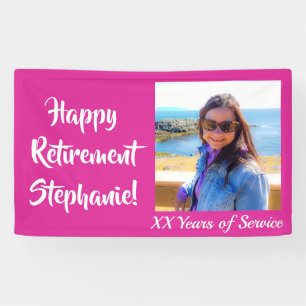Happy Retirement Pink Photo Retirementパーティー 横断幕