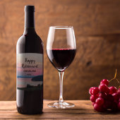 Happy Retirement Pink Sunset with Name ワインラベル