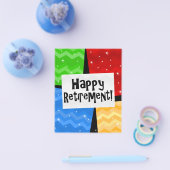 Happy Retirement, Primary Color Squaresパーティー チラシ (シングル)