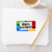 Happy Retirement, Primary Color Squaresパーティー ラベル (インサイチュ)