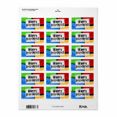Happy Retirement, Primary Color Squaresパーティー ラベル (フルシート)