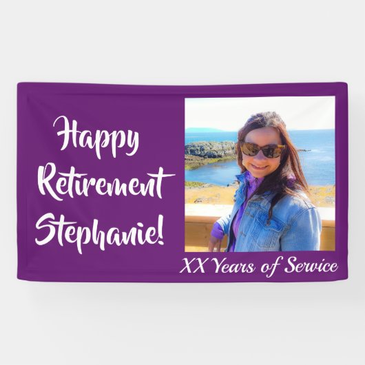 Happy Retirement Purple Photo Retirementパーティー 横断幕 (横)