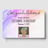 Happy Retirement Rainbow Waterカラーカスタム写真 ゲストブック (正面)