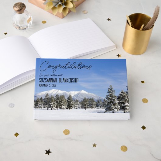 Happy Retirement San Francisco Peaks In Snow Photo ゲストブック (正面見開き)