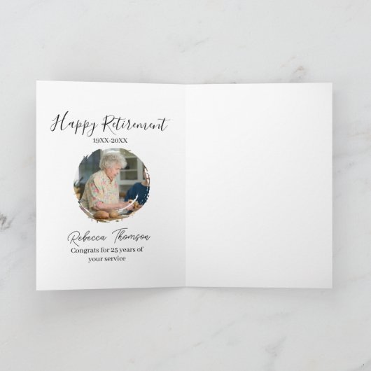 Happy retirement year name circle photo retired カード (内部)