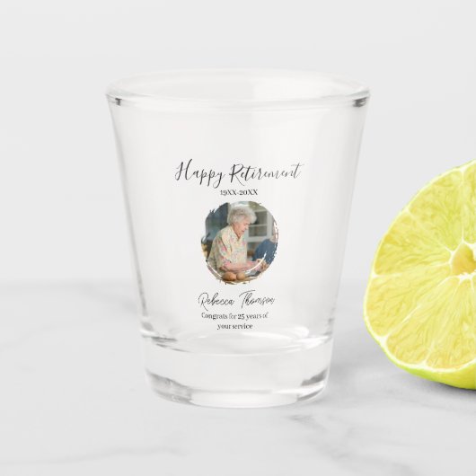 Happy retirement year name circle photo retired ショットグラス (正面)