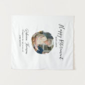 Happy retirement year name circle photo retired タペストリー (正面(横))