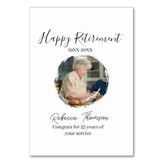 Happy retirement year name circle photo retired テーブルナンバー (正面)
