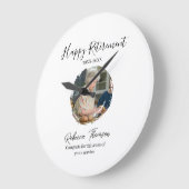 Happy retirement year name circle photo retired ラージ壁時計 (傾斜)