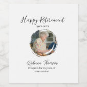 Happy retirement year name circle photo retired ワインラベル (シングルラベル)
