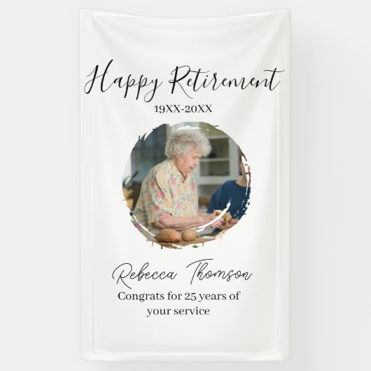 Happy retirement year name circle photo retired 横断幕 (縦)