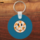 Happy Retro Daisy Smile Face Preppy Aesthetic Men  キーホルダー (正面)