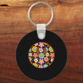 Happy Retro Daisy Smile Face Preppy Aesthetic Men  キーホルダー (正面)