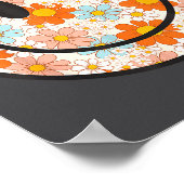 Happy Retro Daisy Smile Face Preppy Aesthetic Men  ポスター (角)