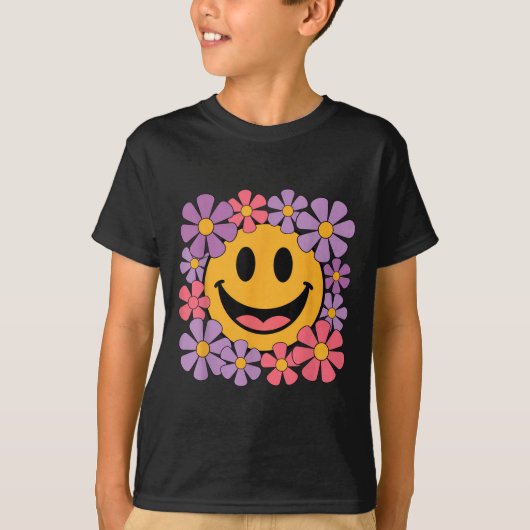 Happy Retro Daisy Smile Face Preppy Aesthetic Men  Tシャツ (正面)