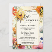 Happy Retro Wildflower Watercolor Bridal Shower 招待状 (正面)