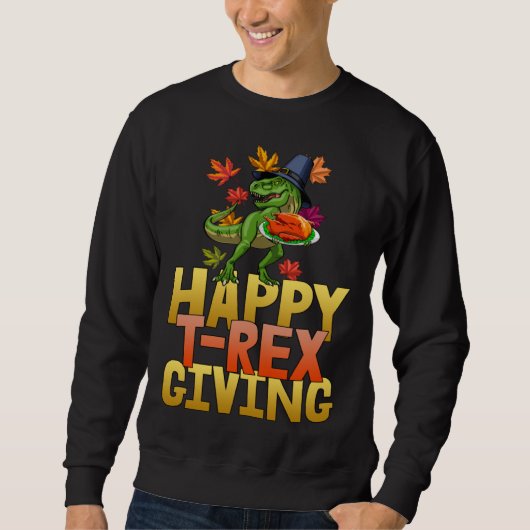 Happy Rex Giving  Women Rex Thankgiving Foodie スウェットシャツ (正面)