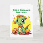 Happy RoarかわいいDinoフォトハロウィンカード カード (正面)