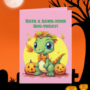 Happy RoarかわいいDinoフォトハロウィンカード カード