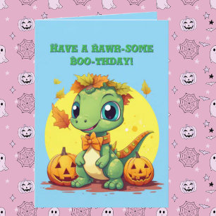 Happy RoarかわいいDinoフォトハロウィンカード カード