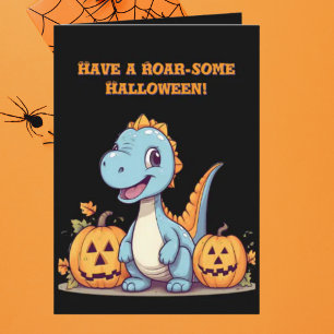 Happy RoarかわいいDinoフォトハロウィンカード カード