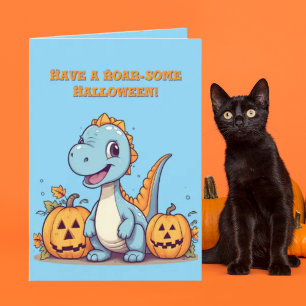 Happy RoarかわいいDinoフォトハロウィンカード カード