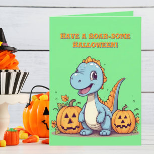 Happy RoarかわいいDinoフォトハロウィンカード カード