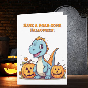 Happy RoarかわいいDinoフォトハロウィンカード カード