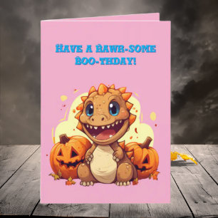 Happy RoarかわいいDinoフォトハロウィンカード カード