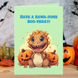 Happy RoarかわいいDinoフォトハロウィンカード カード