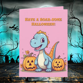 Happy RoarかわいいDinoフォトハロウィンカード カード