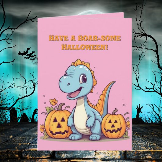 Happy RoarかわいいDinoフォトハロウィンカード カード