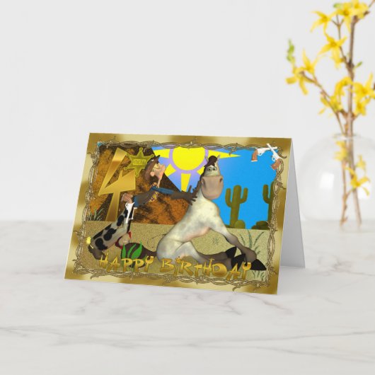 Happy Rooting Tooting 4th Birthday カード (黄色い花)