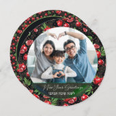 Happy Rosh Hashanahファミリー写真Pomegranateカード 案内状 (正面/裏面)