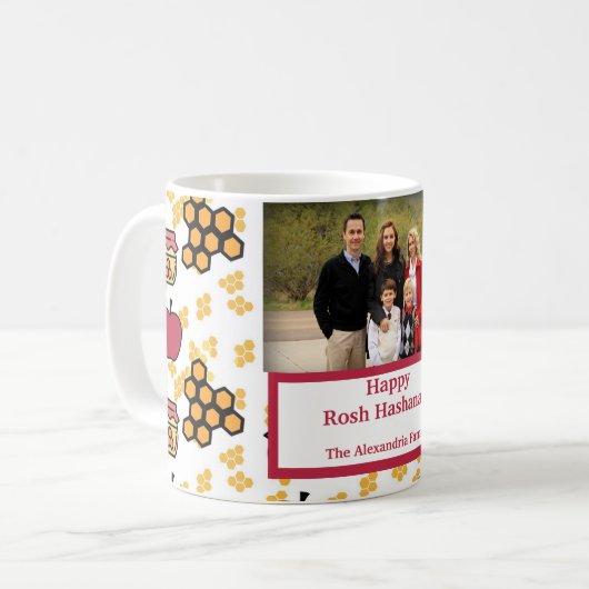 Happy Rosh Hashanahユダヤ人新年カスタム写真 コーヒーマグカップ (正面左)
