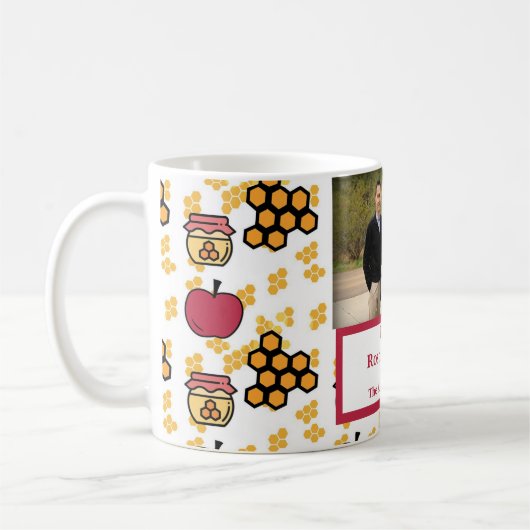 Happy Rosh Hashanahユダヤ人新年カスタム写真 コーヒーマグカップ (左)