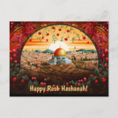 Happy Rosh Hashanah with Dome of Rock & apple ポストカード (正面)