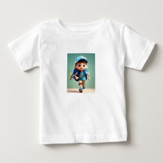 「Happy Runner Kid Tee: Pixar-スタイルおもしろい」ベビー ベビーTシャツ (正面)