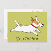Happy Running Jack Russell Terrier Cartoon Dog ポストカード (正面/裏面)